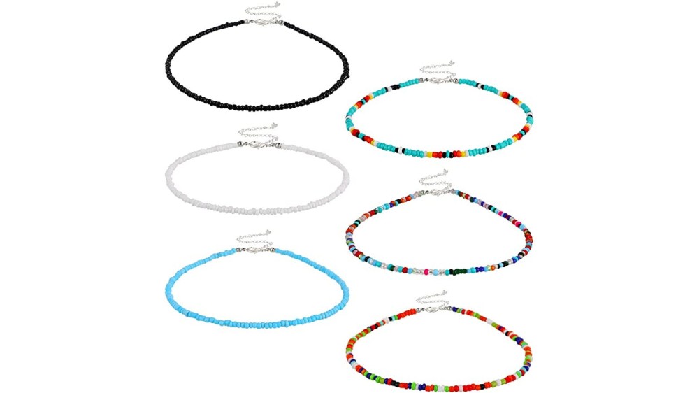 glass bead Bohemian choker necklaces with multiple colors 