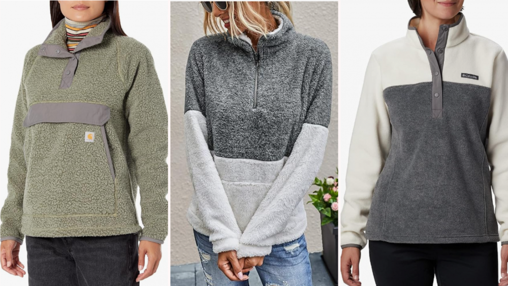 Models wearing alternative pullovers to the Costco Columbia Pullover.